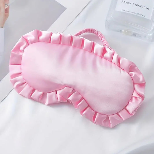 Frill Trim Mulberry Silk Sleeping Eye Mask
